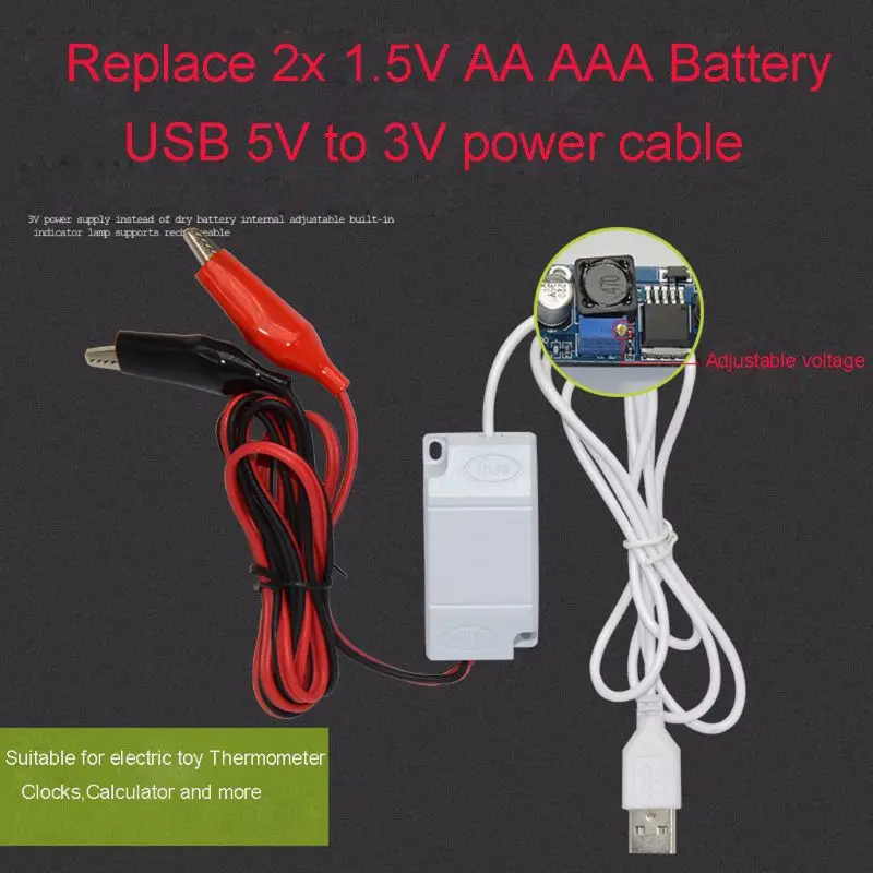OOTDTY заменить 1,5 в NiMH AAA AA батарея Eliminator кабель питания USB для часов игрушка кабель для передачи данных