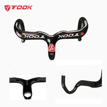 

Carbon Fiber Handlebar 3K Lightweight Road Bike Handlebar Drop Bicycle Bar Integrated Handle Bar Stem Super Light 400/420/440mm