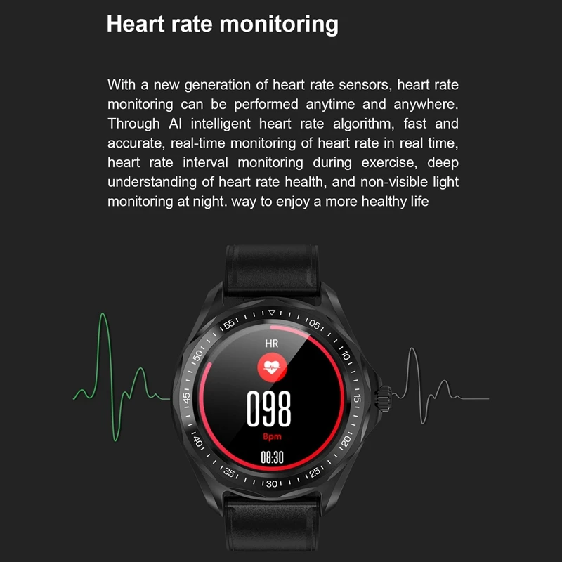 ABHU-S09 Smart Watch Men Full Round Press Screen IP68 Waterproof Smartwatch Bluetooth Call/SMS Remind Clock for Android IOS
