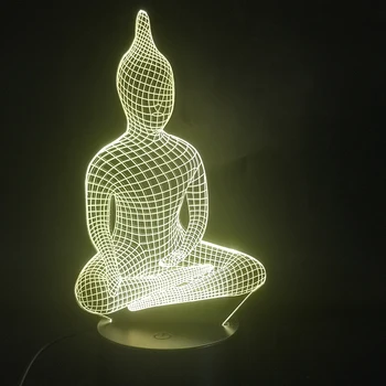 

The Buddha Religion 3D Lamp battery operated Multi-color with Remote Best Decorative Battery Powered Usb Led Night Light Lamp