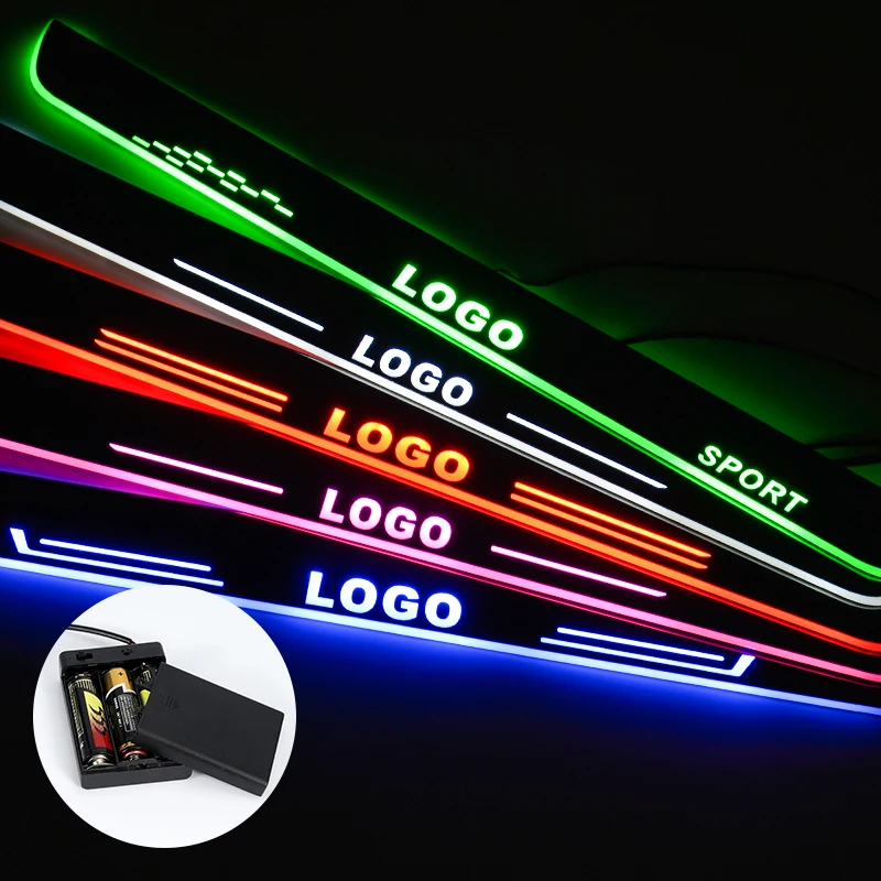 

LED Door Sill For Kia Cerato 2015 2016 2017 2018 LED Streamed Light Scuff Plate Acrylic Battery Car Door Sill Accessories