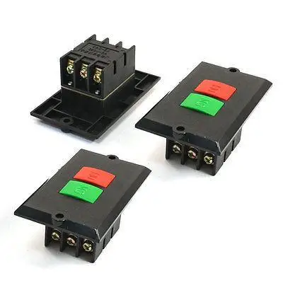 

3PCS 6-Terminals SPST 2P Locking Electromagnetic Switch Black 380V 5A KAO-5K