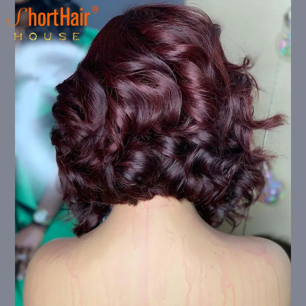 Darker 99J High Density Burgundy Body Wave Lace Front Wigs For Women Peruvian Hair Wig Remy Human Hair Deep Part Wigs