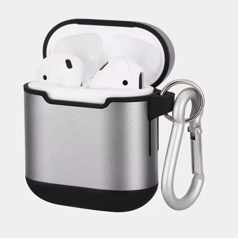 Металлический и силиконовый чехол для наушников Bluetooth для AirPods1/2 два-в-одном, защита от падения, беспроводные наушники, защитный чехол с кольцом
