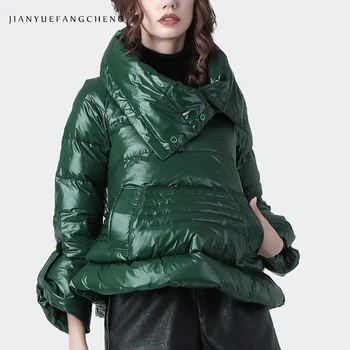 

Women Winter Duck Down Coat Ultra-thick Warm Pull On Style Outwear Women' Top Turn-down High Collar Plus Size Lady Down Clothing