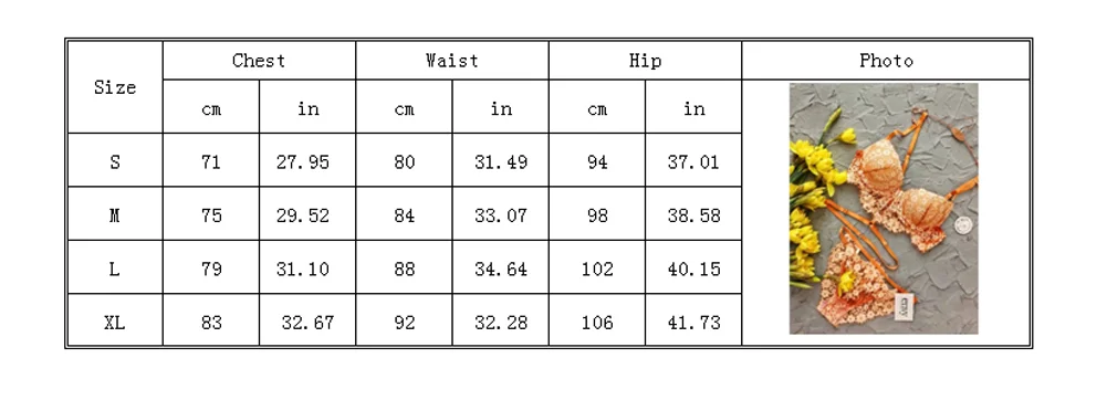 Женский сексуальный кружевной бюстгальтер с эффектом пуш-ап и трусики, комплект женского кружевного нижнего белья с цветочным принтом, оранжевые стринги, комплект из 2 предметов