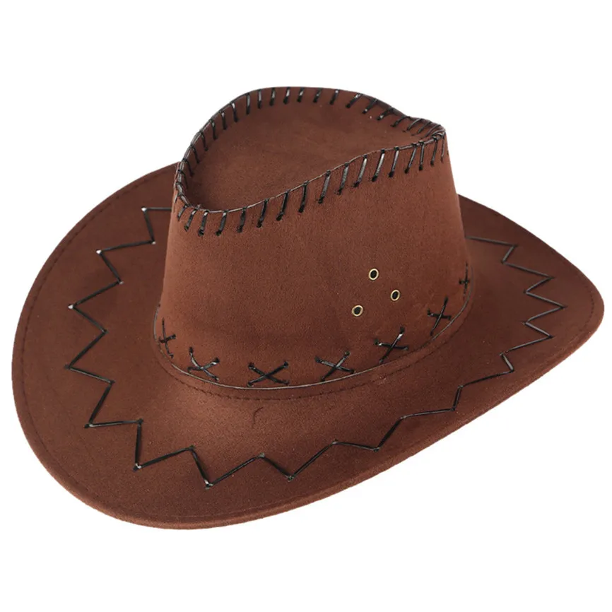 Unisex Men&Women's Cowboy Hat Wide Brim Solid Color Caps For Gentleman Casual Travel Fancy Party Male Female Cowgirl Hats Cap - Цвет: Coffee