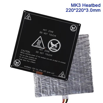 

MK3 Heatbed 220x220x3.0mm PCB Heated Bed 12V Sound Insulation Cotton Sticker Aluminum Foil With Cables VS MK2B 3D Printer Parts