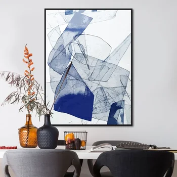 

Abstract Art Modern Minimalism Poster Picture Canvas Painting Blue Print Wall Artist Living Modern Decoration Living Room
