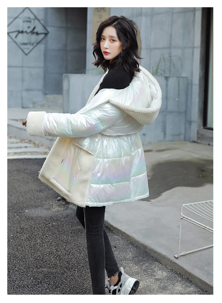 Хлопковая стеганая Женская одежда с капюшоном, средней длины, зима, стиль, милая хлопковая стеганая куртка, корейский стиль, модная куртка
