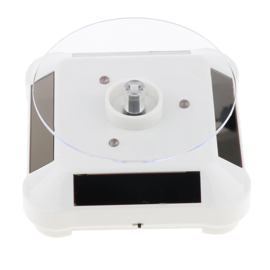 Solar Powered Turntable Rotating Display Stand LED Light For Jewelry