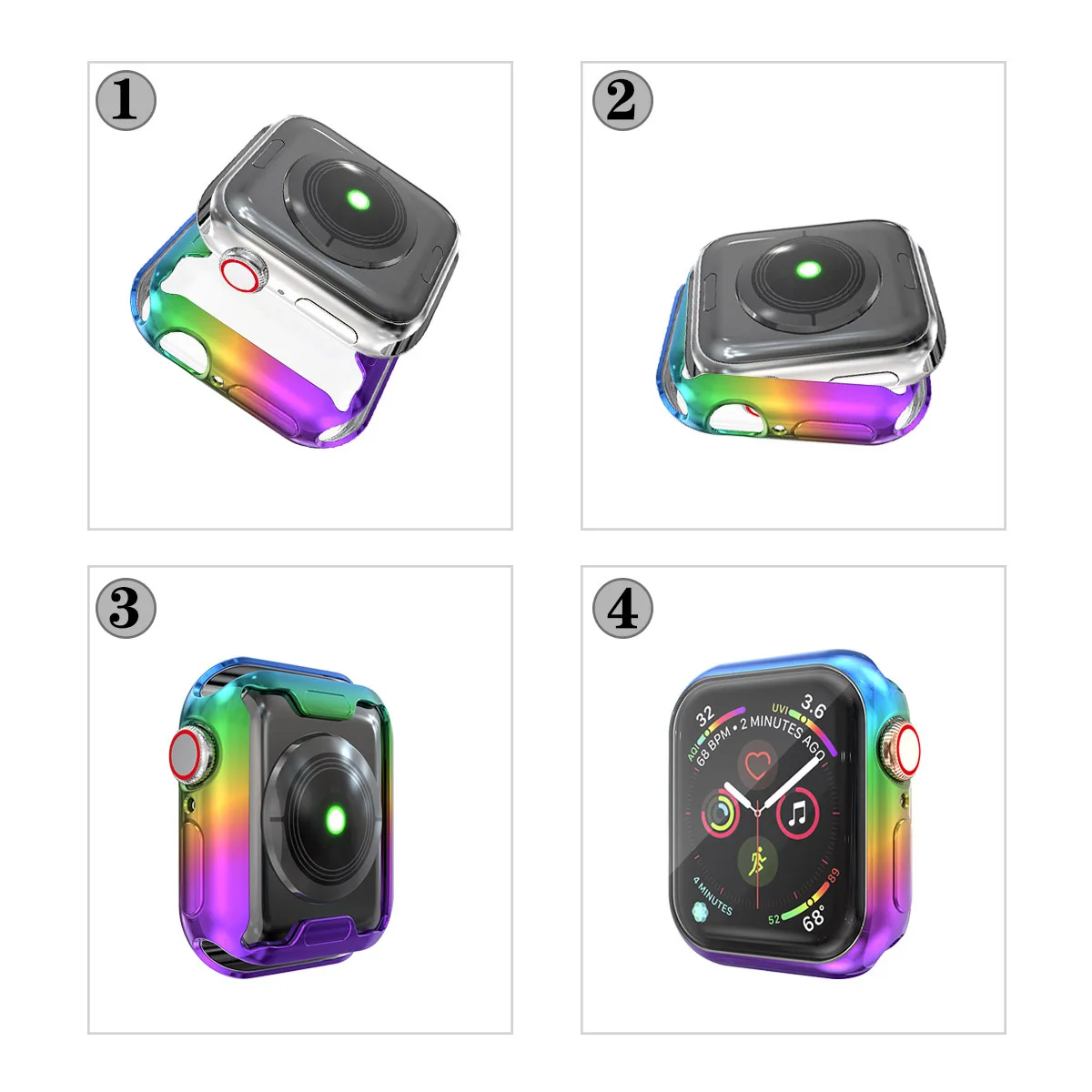 Защитный чехол для Apple Watch 4 5 360 тонкий градиентный ТПУ чехол Защита экрана для iWatch 42 мм 38 мм 44 мм 40 мм водонепроницаемый корпус