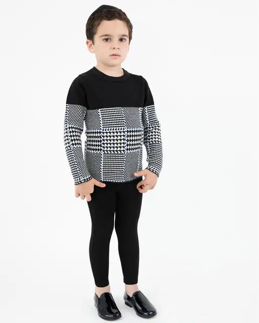 Suéteres de punto para niños, ropa de punto con estampado de Brother Sister, Jersey de punto A cuadros, Tops, falda acampanada, pantalones bombachos de tirantes para bebé, preventa 2