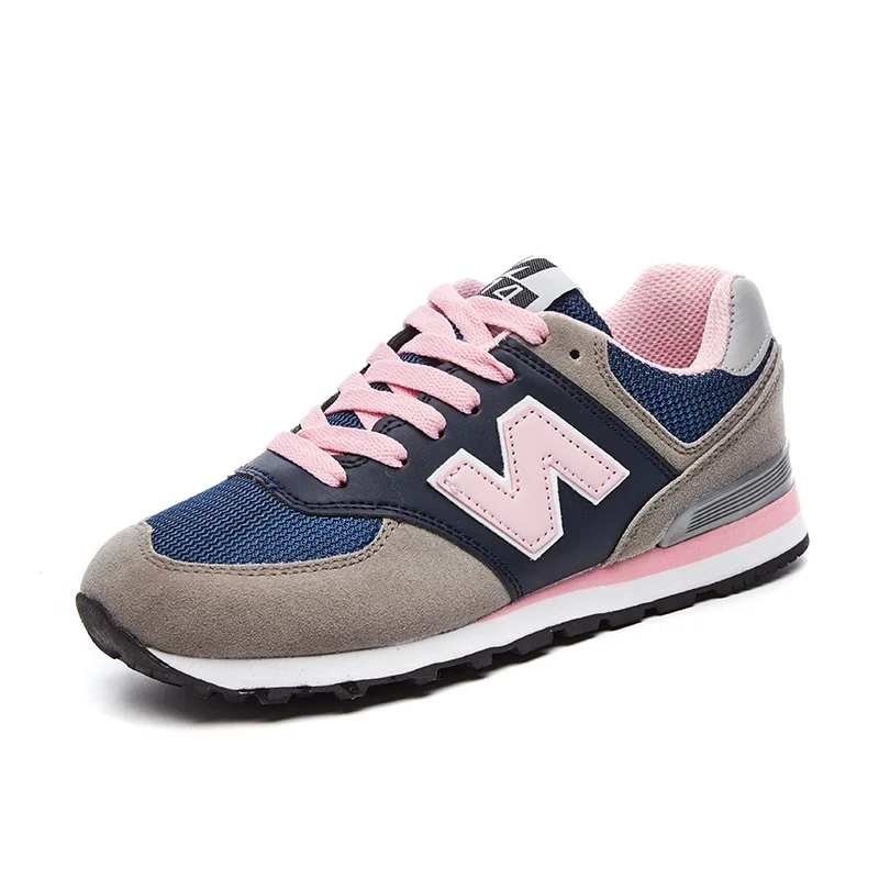 Осенние кроссовки на платформе со шнуровкой; женская уличная дышащая обувь на плоской подошве; удобная повседневная обувь для женщин; tenis feminino - Цвет: Gray pink 558