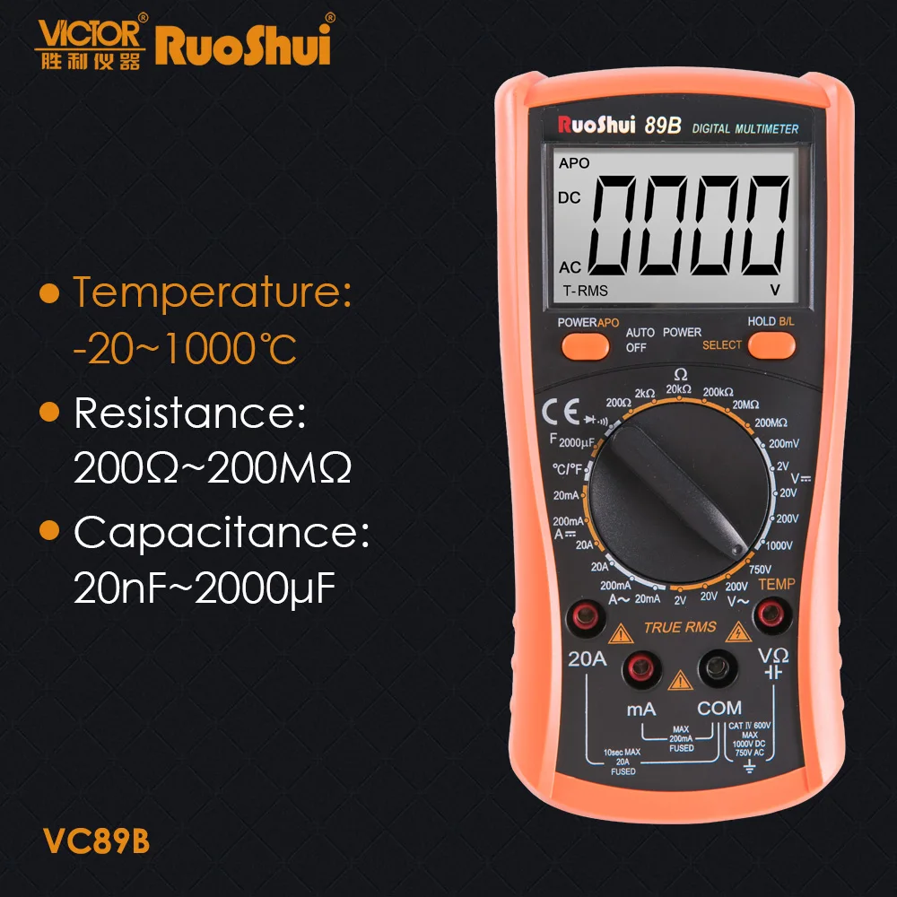 Цифровой мультиметр RuoShui VC89B истинное среднеквадратичное значение 2000 отсчетов