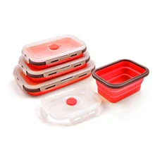  4Sizes Silicone Collapsible Lunch Box Food Storage Container Colorful Microwavable Portable Picnic Camping Rectangle Outdoor Box 