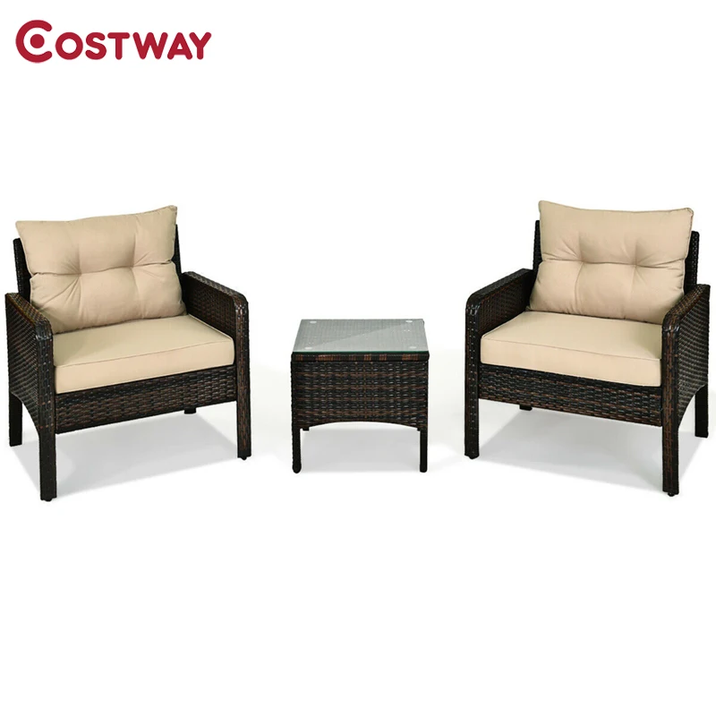 COSTWAY Patio Furniture 3 Piece Set 