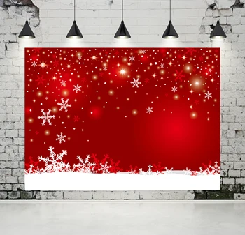 

VinylBDS Christmas Snowflake Photography Backdrop Red and White Photo Studio Children Backgrounds for Family Hoilday Props