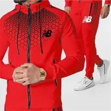 New men's casual printed sportswear suit 2-piece jogging suit pants hoodie outdoor sports suit