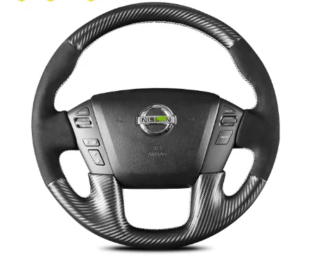 Подходит для 2013- Nissan Tour Le Y62 кожаный чехол для ручного шитья рулевого колеса автомобиля модифицированный Карбон волокно руль cov