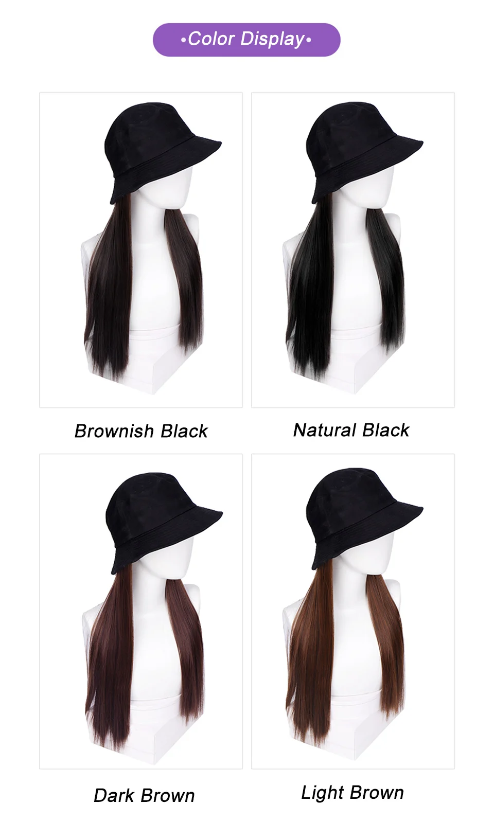 Новинка,, для женщин, девушек, для применения, Рыбацкая шапка с синтетическим удлинением волос, длинные волосы, парик, шляпа, натуральная мода