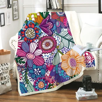 

Floral Series 3D Printed Sherpa Blanket Couch Quilt Cover Travel Bedding Outlet Plush Throw Fleece Blanket Bedspread FS2