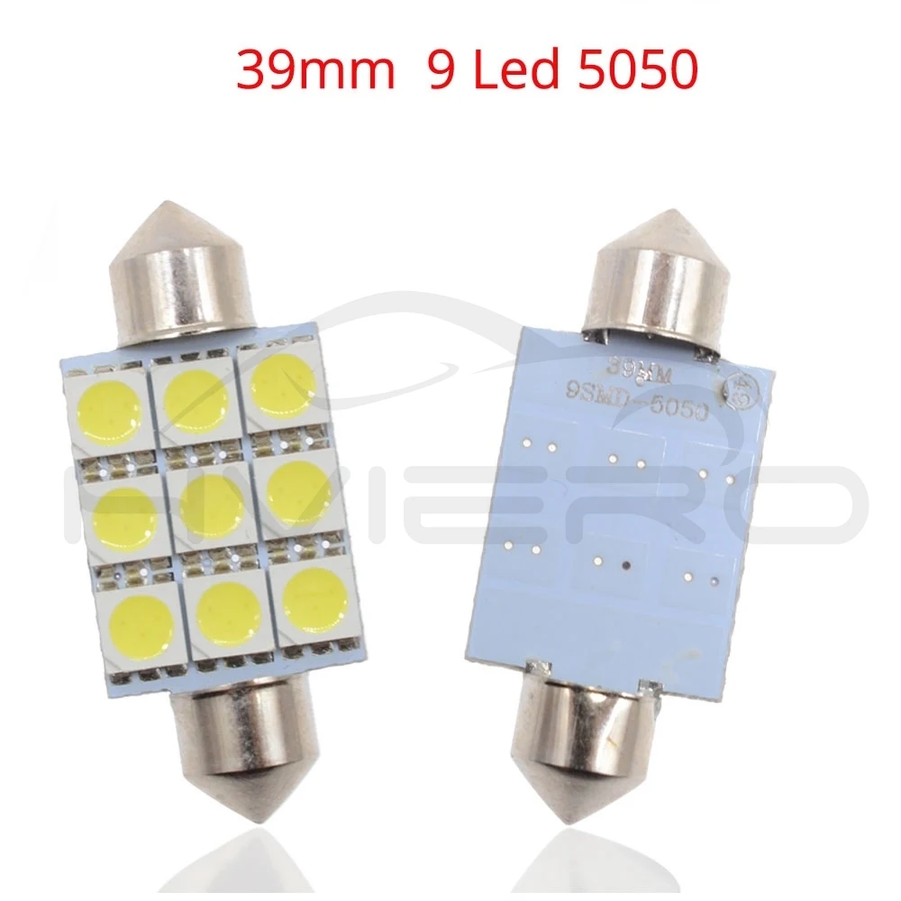 Hviero White Car Led 31mm 36mm 39mm C5w c10w 5050 9Led smd DC 12v Interior Festoon Dome Car Light Luggage Lamp Reading Bulb Door Light