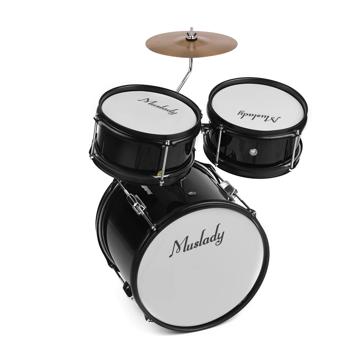 Muslady 3-pieces Drum Kit Дети Junior Drum Set ударный музыкальный инструмент с тарелки барабанные палочки регулируемый стул