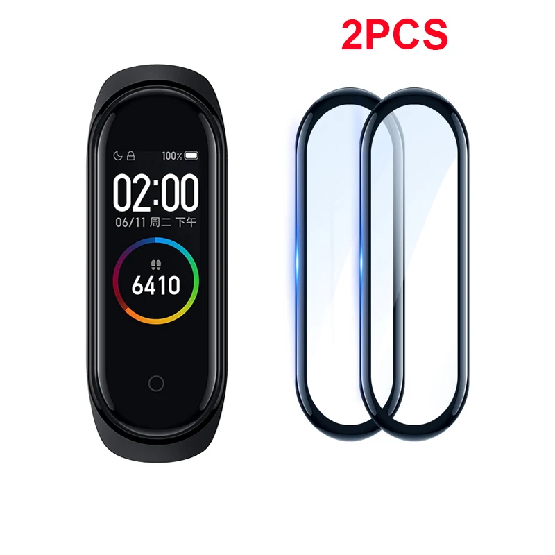 2PCS 2 шт., закаленное мягкое ТПУ стекло для Xiaomi Mi Band 4, защитная пленка на весь экран для Xiaom 4 Band, защитное стекло 7,5 H - Цвет: 2PCS