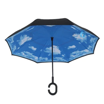 

Folding Reverse Umbrella Double Layer Inverted Windproof Rain Car Umbrellas For Women