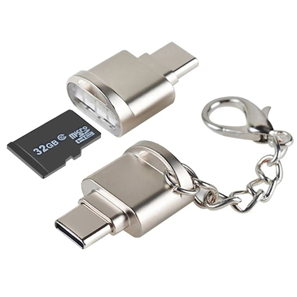 Цинковый сплав телефон камера Micro SD TF карта памяти Высокоскоростной мини USB 2,0 кард-ридер цепь прилагается