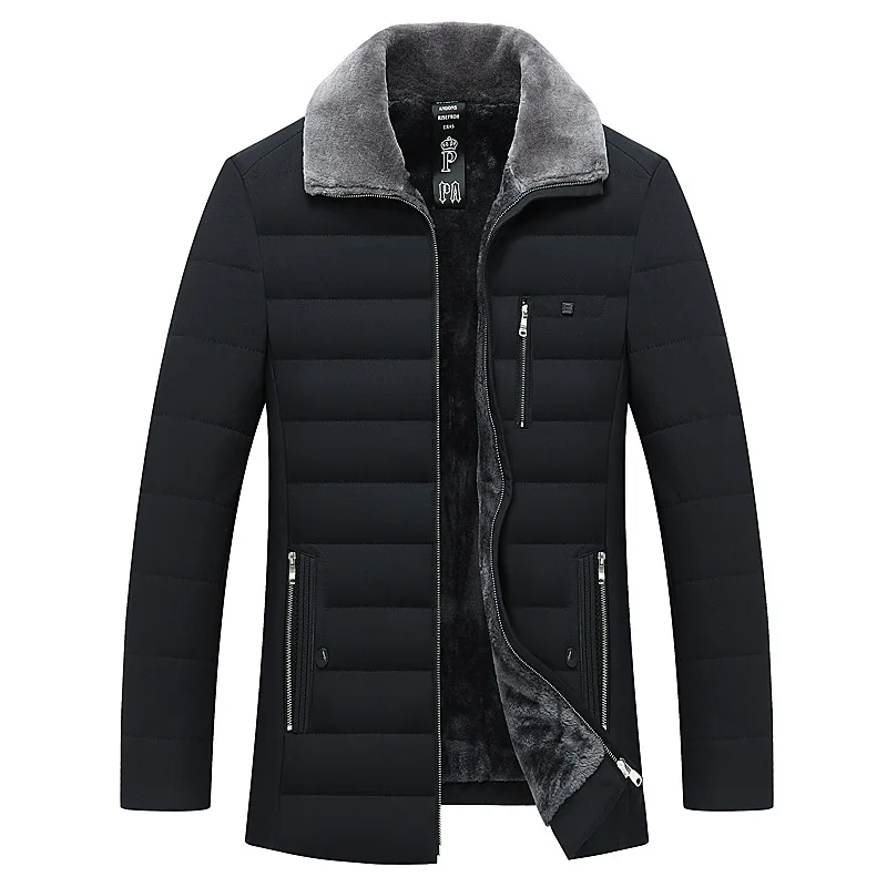 Middle-aged MEN'S Cotton-padded Coat Winter New Men'S Wear plus Velvet Hair One-piece MEN'S Cotton-quilted Coat