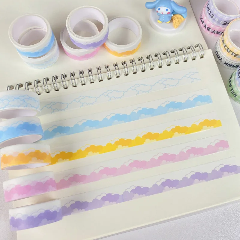 

Korean Ins Colored Clouds Landscape Washi Tape Sealing Sticker Kpop Stationery Notebook DIY Collage Masking Decorative Tape 3m