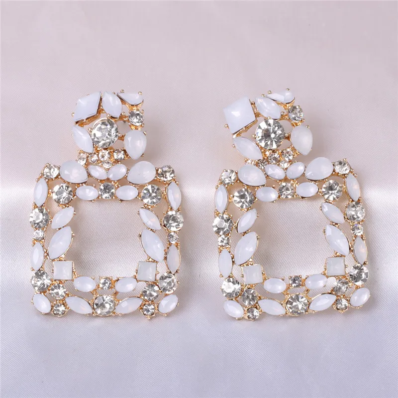 JURAN Newly Beige Crystal Dangle Earrings Charm Jewelry Boho Women Wedding Gifts Friends Party Statement Earrings Accessories