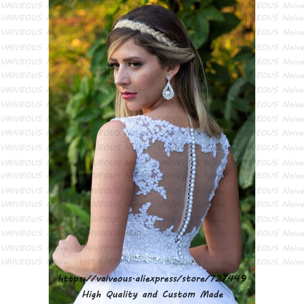 Brautkleid прозрачное бальное платье на спине, свадебные платья, Boho Vestidos De Novia, романтическое кружевное платье невесты с бисером, Robe Mariage