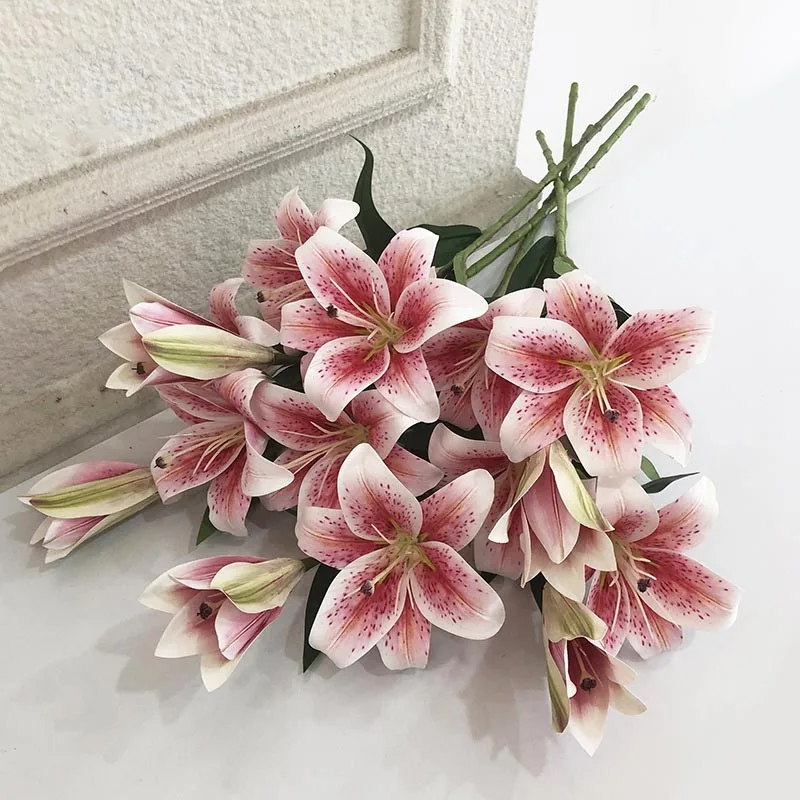 

3 Head Artificial Orchids Silk Material Artificial Flowers For Home Decoration Wedding Party Decoration Home Bedroom Decorations