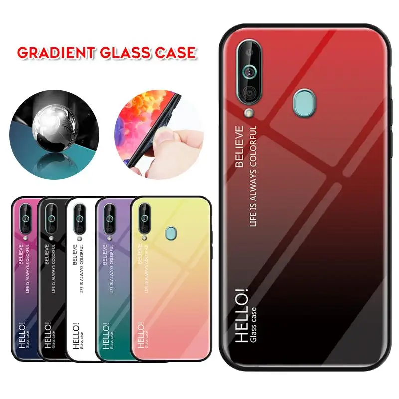 

Gradient Tempered Glass Case for Samsung A90 A80 A70 A60 A50 A40 A30 A20 A10 Galaxy A10E A20E M10 M20 Hard Case a70 Phone Cover