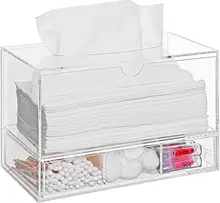 

Multi-Function Tissue Box White Removable Tissue Organizer With Makeup Tool Container Cotton Soft Towel Makeup Tool Storage