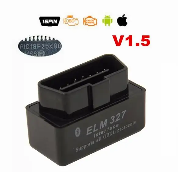 Black V1.5 10 шт./лот Мини ELM327 V1.5 Bluetooth адаптер белый автомобиль OBD2 OBDII автомобиль elm327 v1.5 авто диагностический интерфейс - Цвет: Black V1.5