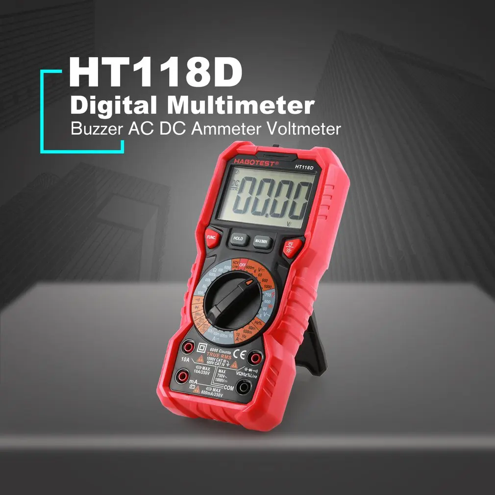 Цифровой мультиметр HT118A HT118C HT118D Подсветка Зуммер AC DC Амперметр Вольтметр Ом измеритель температуры хранение данных батарея тест