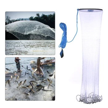 

fish Net 2.4m Mesh Spread Whire Hand Throwing Nylon Nest Bottom Zinc Chain for Fishing Bait Cast Equipment High Strength