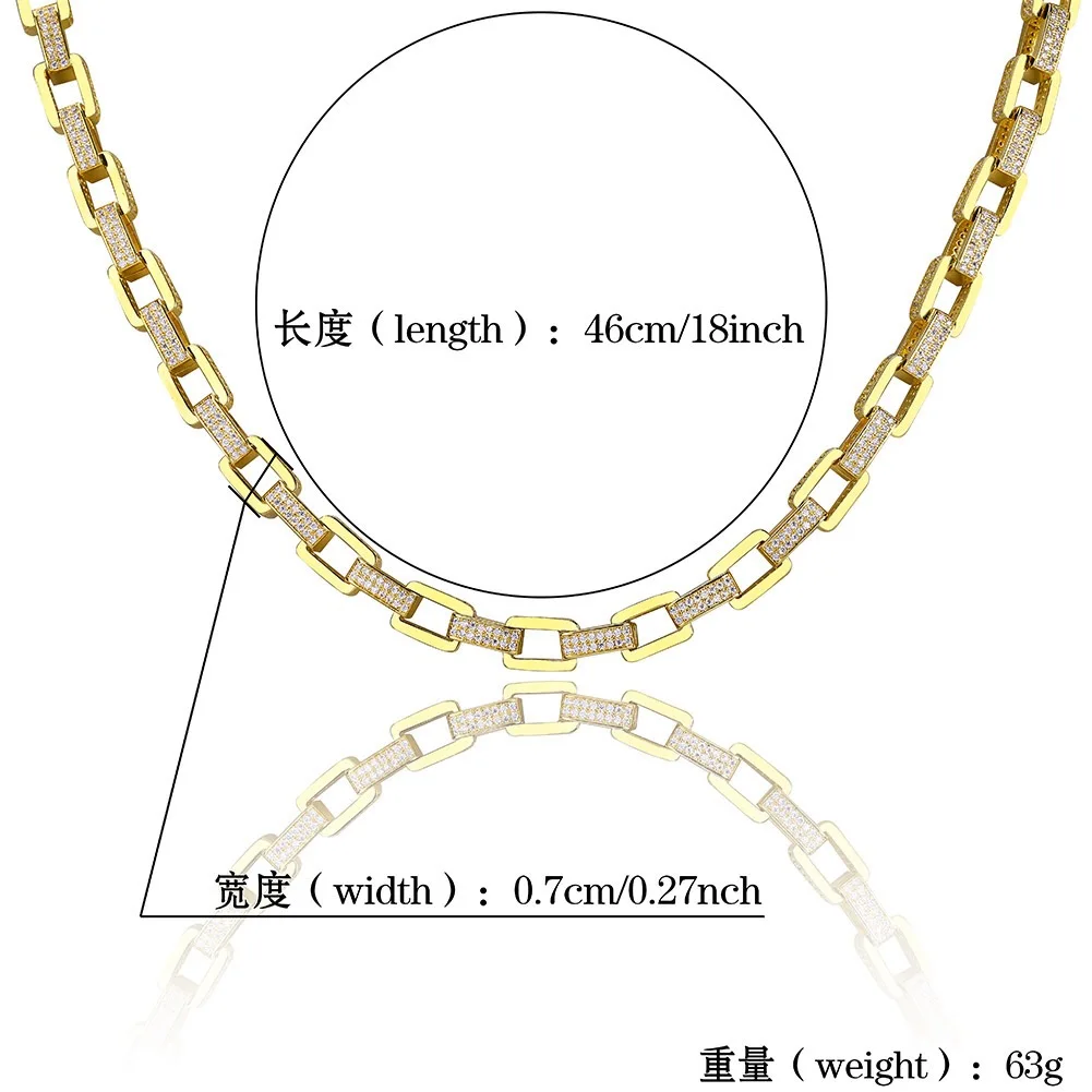 Iced out Zircon box Chain Bracelet Men's Hip hop Jewelry