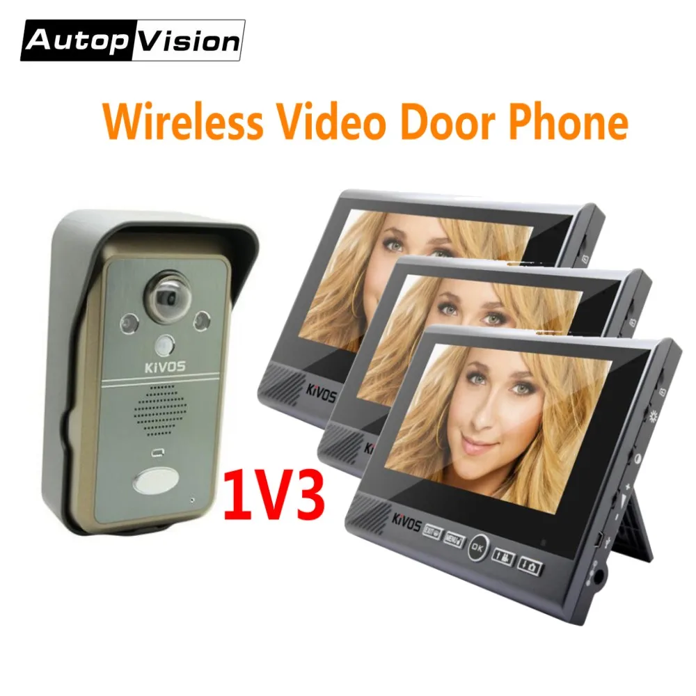 KDB702 1v3 wireless video intercom systerm 7 inch Monitor smart Video Doorbell Door Phone with Night Vision 2 Way Audio KDB702 1v3 wireless video intercom systerm 7 inch Monitor smart Video Doorbell Door Phone with Night Vision 2 Way Audio