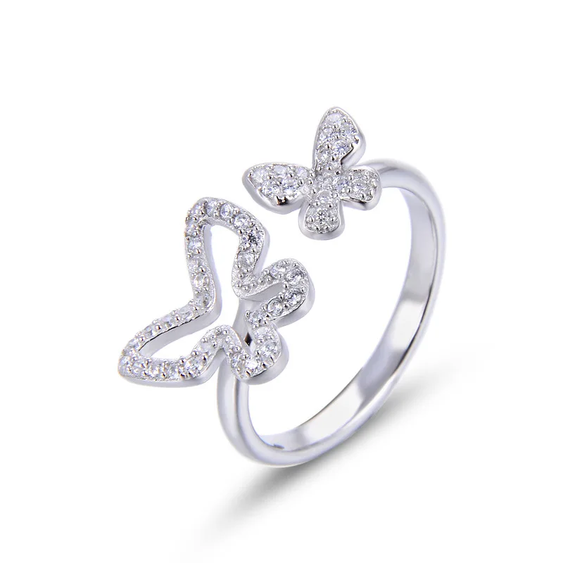S925 Серебряное кольцо с бабочкой, кольцо для открытия, Дамская мода, индивидуальное ювелирное изделие, регулируемое серебряное кольцо для девушек, красивый подарок