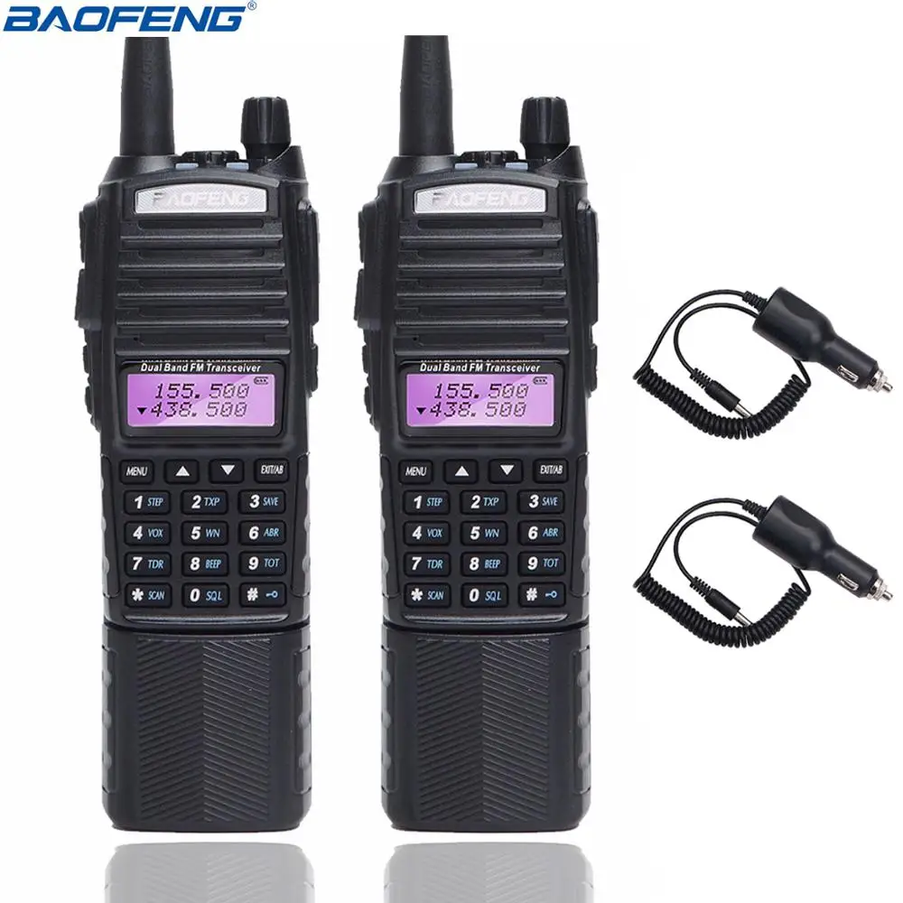 add 2pcs car charger 2 шт. BaoFeng UV-82T трехдиапазонный vhf 220-260 МГц uhf диапазон трехдиапазонный amatuer двухсторонний портативный Радиоприемник UV-82 uv82 - Цвет: add 2pcs car charger