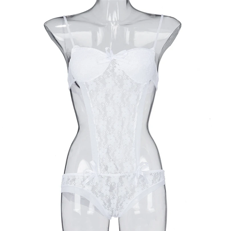 Hollow Out Sexy Erotic Lingerie Lace Bodysuit Plunging Eyelash and Snaps Crotch Soutien Gorge Sexy Erotique 30OCT1507_副本