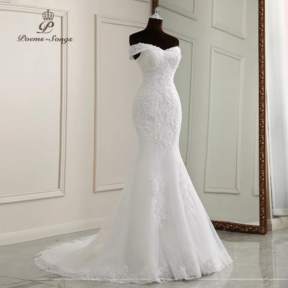 Elegant boat neck style  wedding dresses for women mermaid wedding gowns marriage white dress vestidos de novia bridal dress