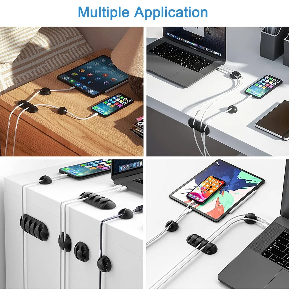 Cable Organizer Silicone Cable Winder for Desktop Wall Management Clips for Computer Wire Mouse Keyboard Headphone