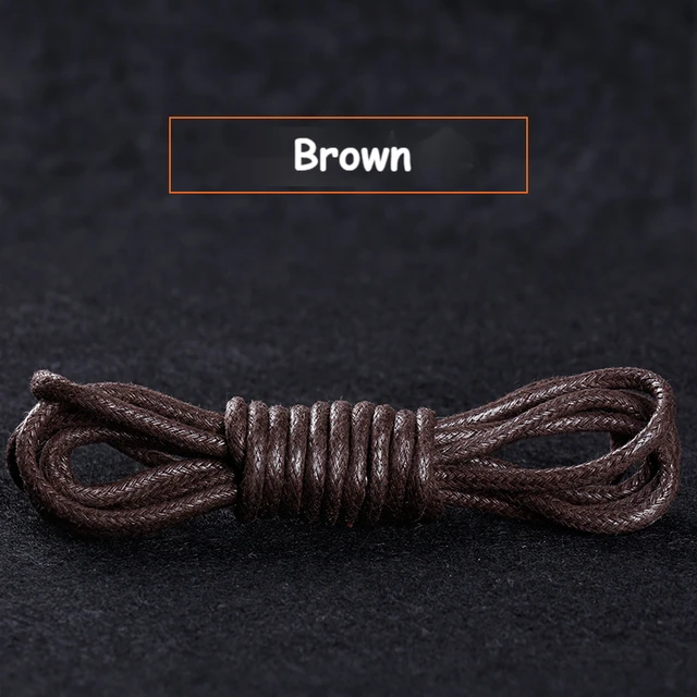1Pair Cotton Waxed Shoelaces Round Oxford Shoe laces Boots Laces Waterproof Leather Shoelace Length 60/80/100/120/140/180cm Brown