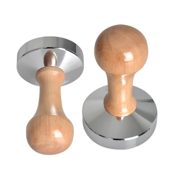 

Wood Handle Coffee Powder Hammer Stainless Steel Coffee Tamper Barista Tools Flat Espresso Tamper Coffee Accessories